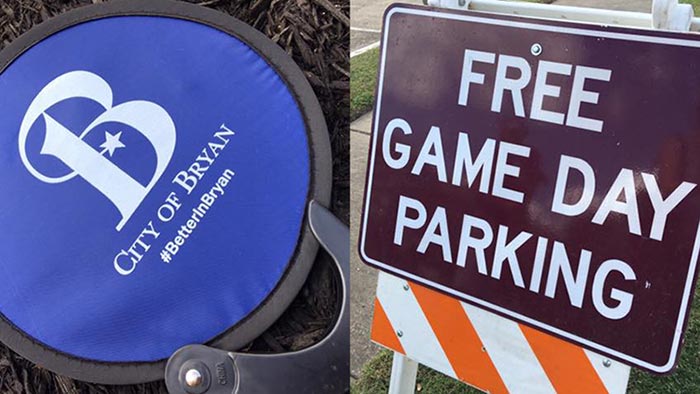 Football gameday parking signs